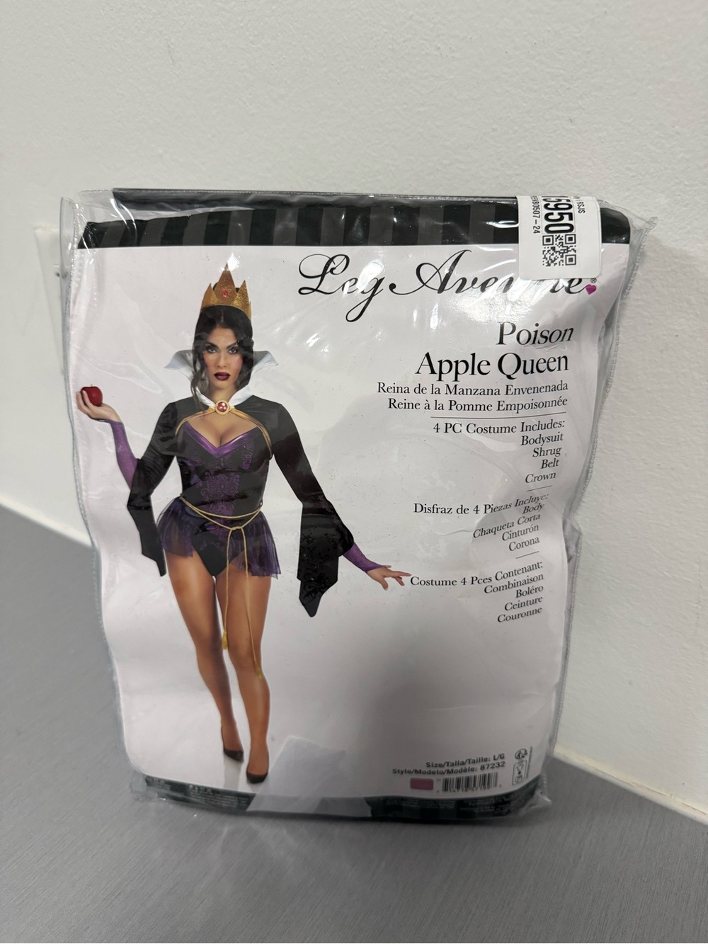 Leg Avenue Poison Apple Queen Costume L/G 4 Piece Halloween Evil Queen